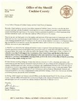Cochise County Sheriff Mark Dannels Letter Defending Constitution