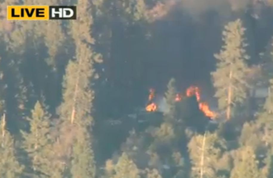 Dorner Cabin in Flames