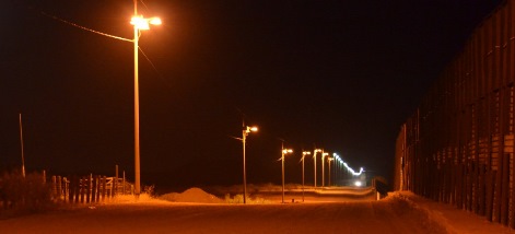 Naco AZ Border Fence at Night