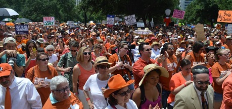 Sea of Orange Protesters on South Steps of Texas Capitol